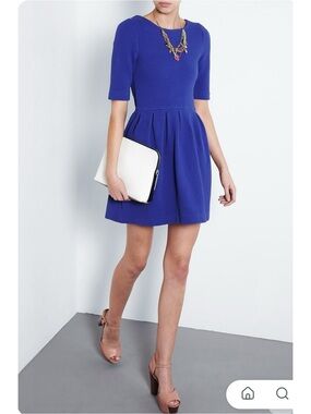 Ganni for Anthropologie Fulton Basket Weave Dress in Royal Blue Size S